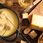 Fondue-Abend in der Brennerei Aktienmühle Basel — gedeckter Tisch mit Caquelon