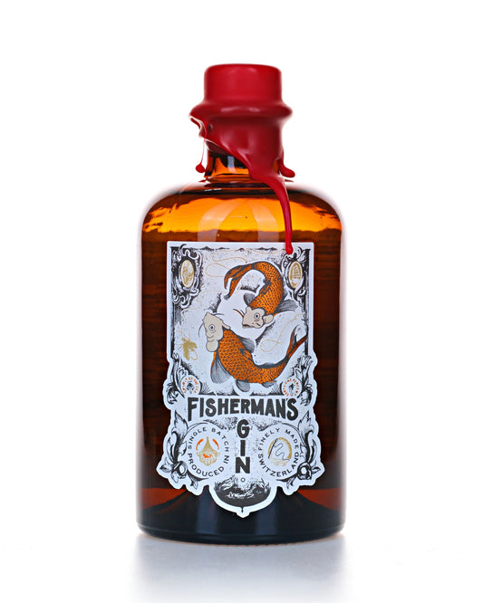 Fisherman's Gin, 50 cl, 41 Vol.-%, Flasche mit rotem Wachssiegel und Koi-Etikette