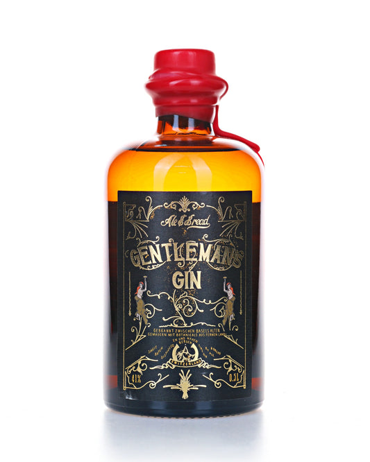 Gentleman's Gin, 50 cl, 41 Vol.-%, Flasche mit rotem Wachssiegel und schwarz-goldener Etikette